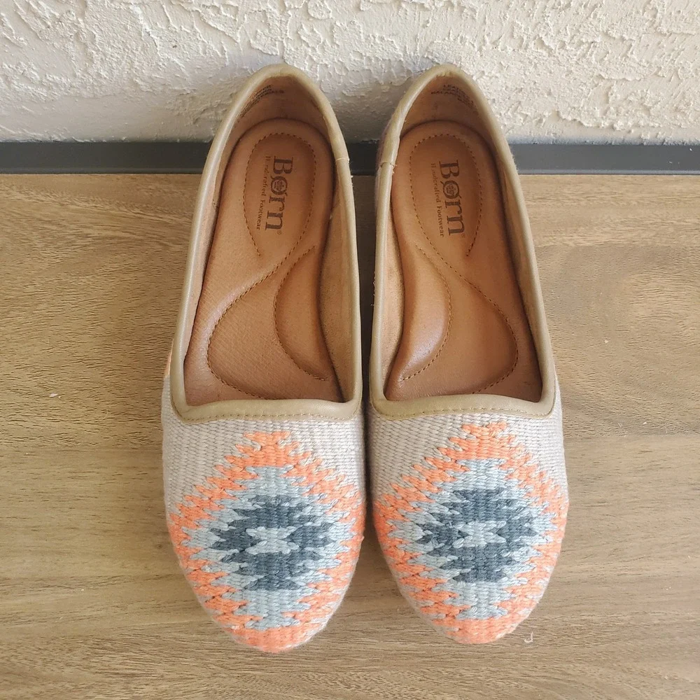 Born Giselle Flats Southwestern Womens 7 Hand Woven Aztec Boho Ballet Comfort